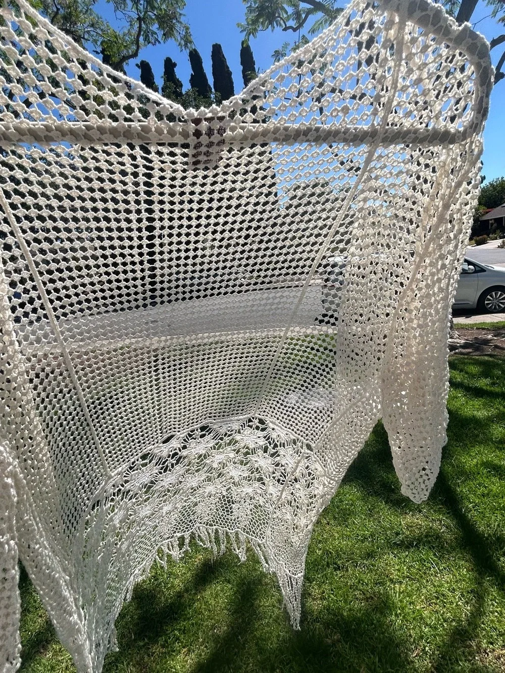 Raj Ivory Crochet Open-Weave Kimono